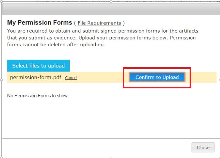 After you have selected your files, select Confirm to Upload (as seen in Figure 23).