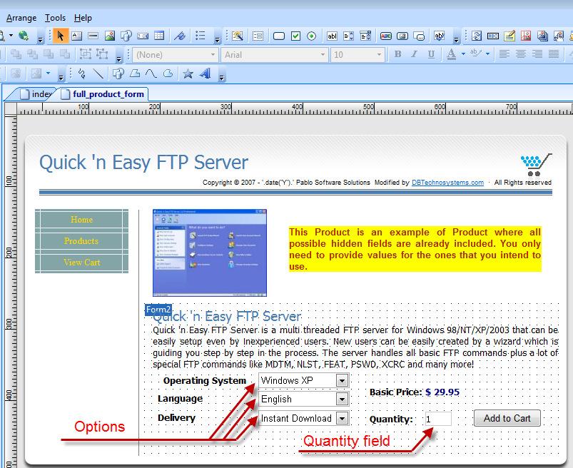 Section 2: setting up the frontend The product forms: The entire Cart system relies on the product forms.