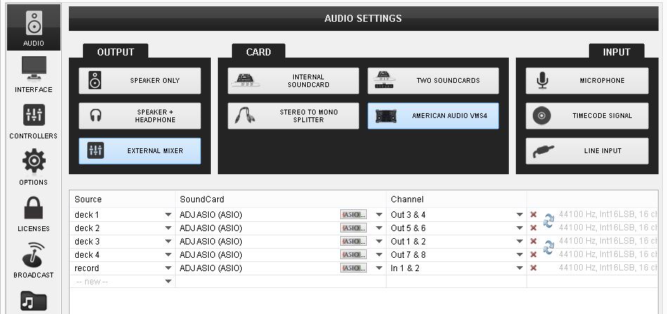 Recording & Broadcasting VirtualDJ will not be able to record (or broadcast) your mixing directly as the audio mixing is handled by the VMS4.