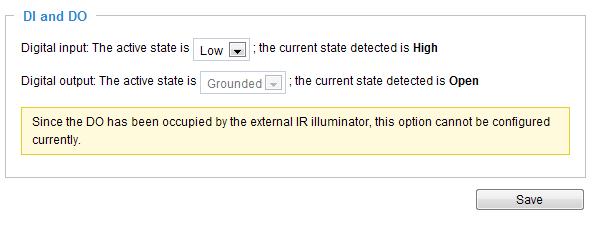 Select the checkbox in front of "Turn on external IR illuminator in night mode." Click Save to preserve your setting.