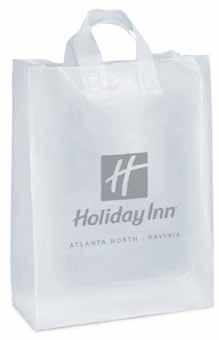 Shopping Bags Shopping Bags Large Frosted Shopping Bag Item #: IHGMHI8001-L Features: High density frosted plastic Shopping bag with side and bottom gussets, fused loop handles.