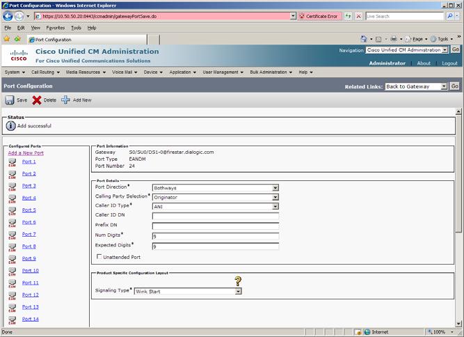 Dialogic Brooktrout SR140 Fax Software with Cisco Unified Communications Manager 7.
