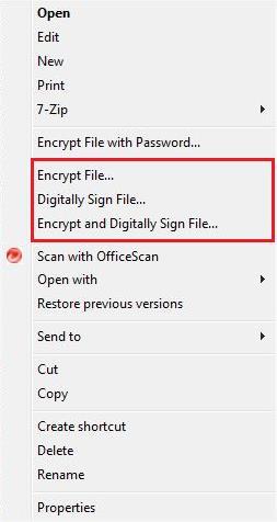 Secure Files in a Folder Encrypt and Digitally Sign File(s) The user completes the following steps to encrypt and digitally sign file(s) in a folder: 1. Ensure the Token is inserted into a USB port.
