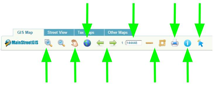 Tool Bar Most navigation, selection, and other tools to interact with the Web GIS can be found on the main toolbar.