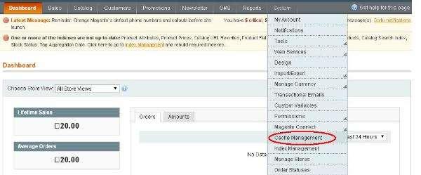 Step (4): Go to the System menu and click on the Cache Management to refresh the cache.