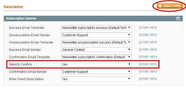 Step (4): Then, expand the Subscription Options panel, select the Yes option for Need to Confirm field.