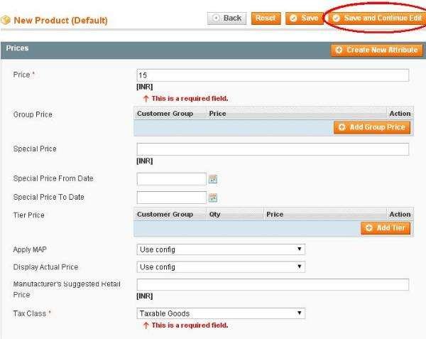 Step (6): Enter the Price and Tax Class for your product and you can also add additional