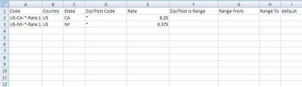 Step (4): When you click on the Export Tax Rates button, it will download the file as shown in the following screen.