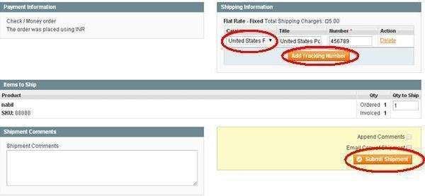 Step (9): Under Shipping Information section, click on the Add Tracking Number button and