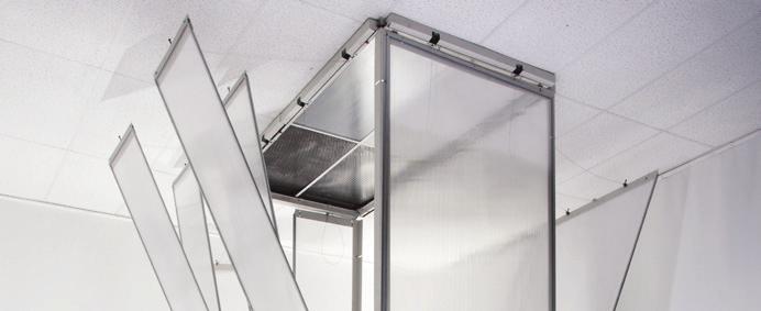 The aisle containment systems can also interact with smoke or fire alarm systems to ensure proper operation of critical fire suppression and safety systems.