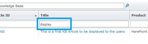 To find articles, technicians can use the Search in Knowledge