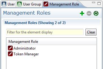 Management Reference > The Management Client Element: Management Role A Management Role Element represents a role that a G/On Manager may have, and the (limited) set of privileges that are needed for