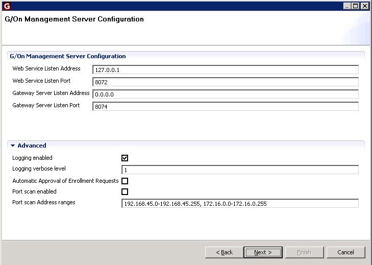 Configuration Reference > Wizards Management Server Configuration The Management server allows management of the solution (users, authentication and authorization policies.