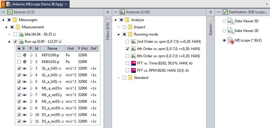 Figure 3: Pool Project with ME scope export In the Properties window of the Export item, you can specify the data type (see figure 4 on the left), as well as the path where the result file is to be