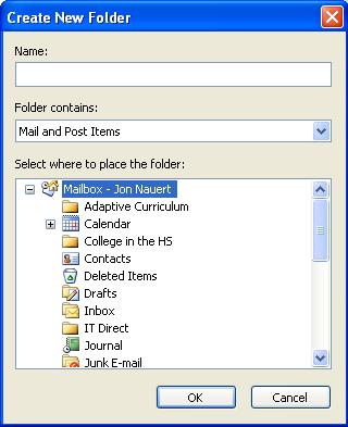Your Outlook will already have certain folders, such as the Inbox, Outbox, and Deleted Items folders. There are several ways to create additional folders.