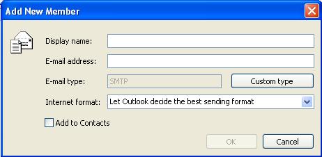 If you want to select someone from your list of personal contacts, click on the down arrow next to the Global List and select Contacts under Outlook Address Book.