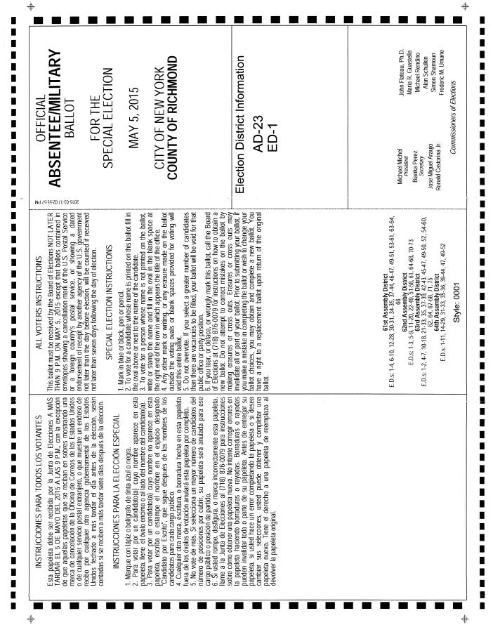 TROUBLESHOOTING SOLUTIONS Sample of Acceptable Ballot Timing marks (the black squares around the ballot) on the front page should line up with the timing marks on the back page.
