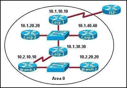 Which routers are likely to have been elected as DR? (Choose two.) A. Corp-1 B. Corp-2 C. Corp-3 D. Corp-4 E. Branch-1 F.