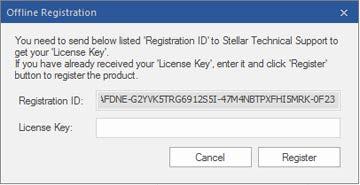 3. To get your License Key, which is required to register the software manually, you need to mail the listed Registration ID to support@stellarinfo.com. 4.