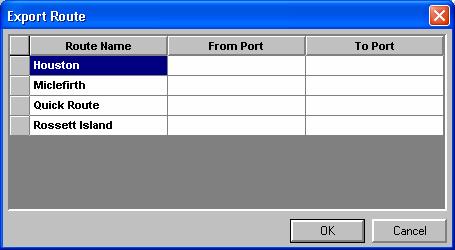 Select the route that is to be exported and confirm the entry by tapping OK. A new dialog for entering route name and destination folder is displayed.