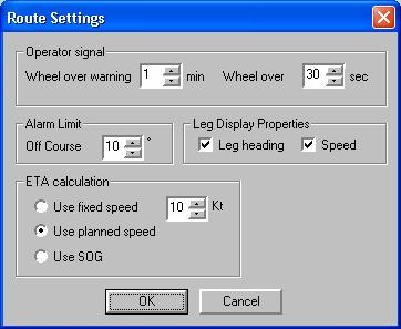 which a wheel over warning will be given. Wheel over: Specifies the warning time in seconds before reaching a wheel over point. This time has to be min.