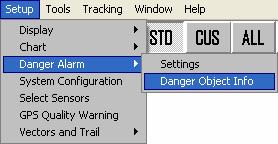 Simrad CS68 ECDIS The danger alarm function is disabled when the ship speed is less than 2 knots, or when the pre-warning time is set to 0 minutes. 6.