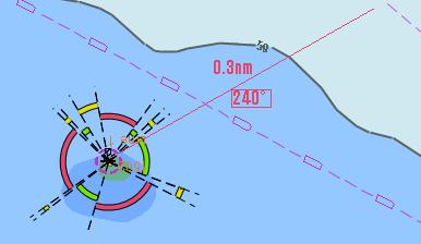 1 Point your magnetic compass to the lighthouse and to the mast and note the readings 2 Activate the Lines Of Position