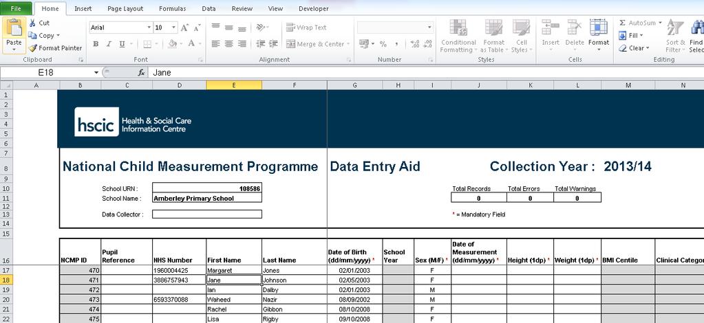 3. Under the Data Entry Aid heading click either: a. Blank - to download an unpopulated data entry aid. b.