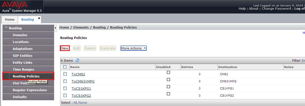 2.7 Configure Routing Policy for InnLine IP Select Routing Policies from the left