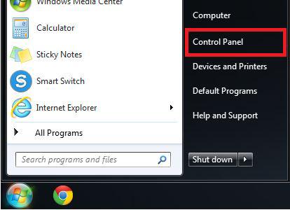 3. Wired Network Setup Click on the Windows Start button on the task bar (bottom left corner of the
