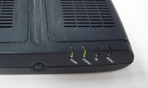 of the internet modem. The Ethernet LED should light green.