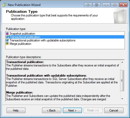 3. Select the database which is going to act as a publisher - in your case it would be passwordstate. Click on the Next button. 4.