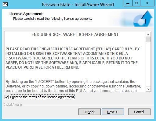 Passwordstate High Availability Installation Instructions 6 Installing Passwordstate To install Passwordstate, run Passwordstate.exe and follow these instructions: 1.