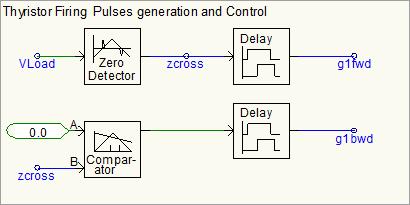 Delay function block holds the signal on its input for a time equal to the desired firing angle, and