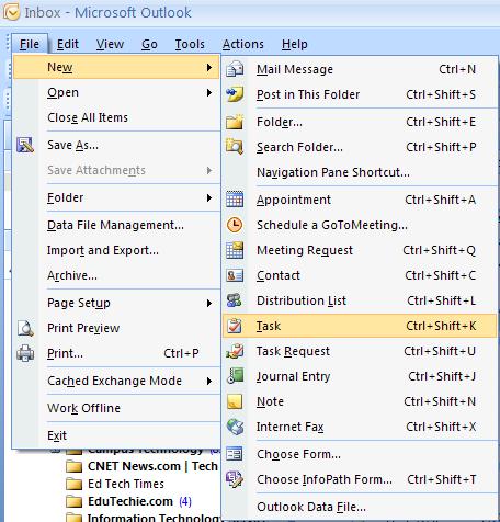 Outlook Tasks This document provides information regarding using tasks in Microsoft Outlook 2007.