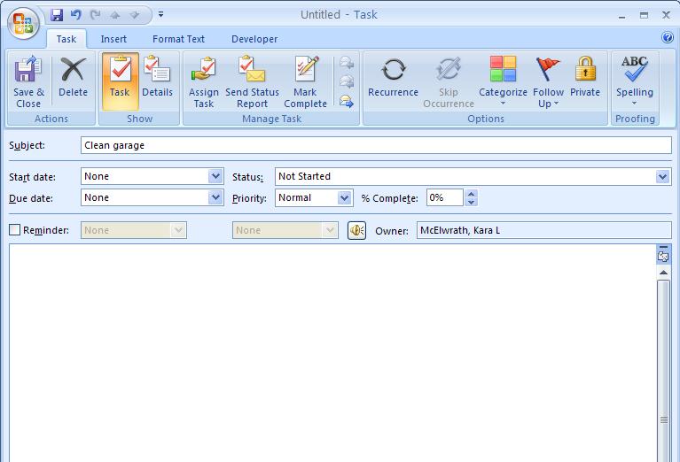 Through the use of tasks, Outlook 2007 allows you to create a single to-do list, enhanced with reminders and tracking.