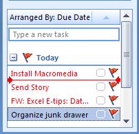 Creating a Task in the Calendar The Daily Task List appears only in the Outlook Calendar day and week views. 1.