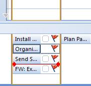 As you drag the task, a red line with arrows indicates where the task will be placed when you release the mouse button.