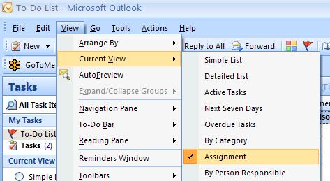 Select the Send status reports when assigned tasks are completed check box. 2. View tasks that you have assigned to others. a. Click Tasks.