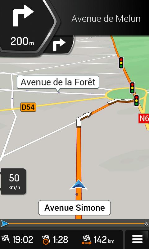 1.4.1 Streets and roads igo Navigation app shows the streets similarly to paper road maps. Their width and colours correspond to their importance; you can easily tell a motorway from a small street.