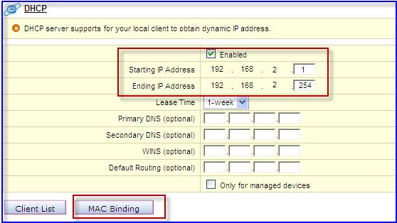 Figure 2.8 Configuring IP address range managed by ipbx 4.