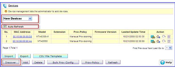 Figure 4.3 Adding Devices at Auto-Discovery Mode. 4.2.3 Importing devices manually ipbx also offers an alternative to allow IT manager to manually add one device at a time.