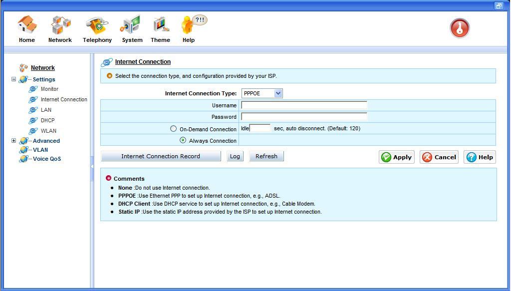 Figure 8.4 ipbx Internet Access Settings 7.2.3 Configuring Internet connection PPPOE PPPoE uses PPP to set up Internet connection. Figure 8.