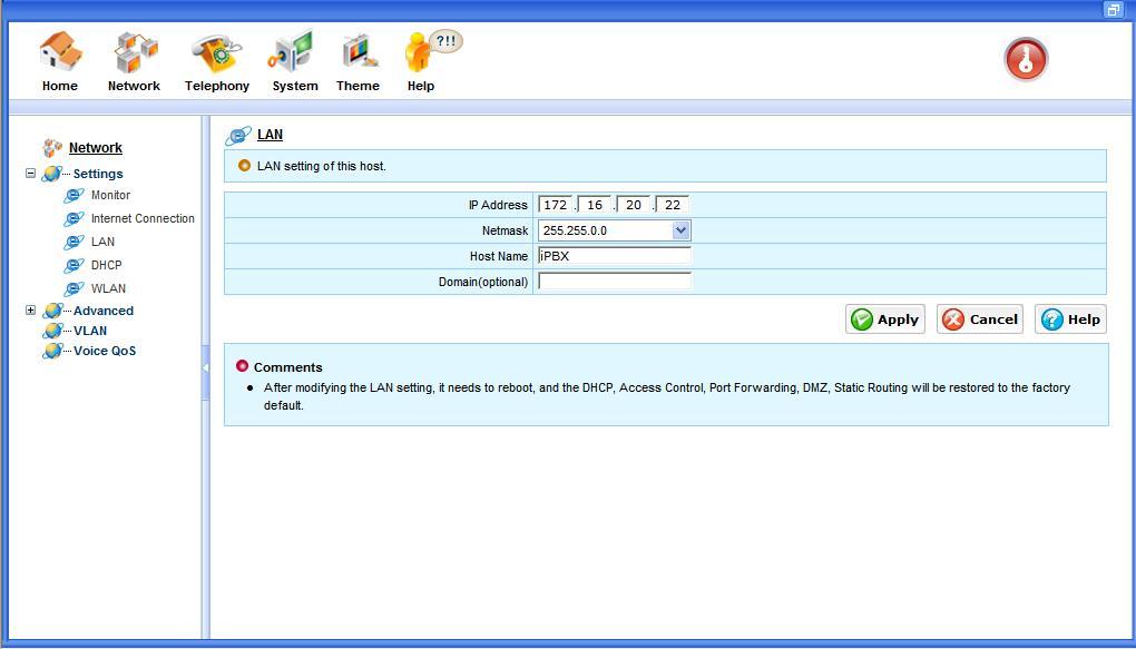 7.3 LAN The LAN screen allows the system administrator to set up the related parameters for the LAN.