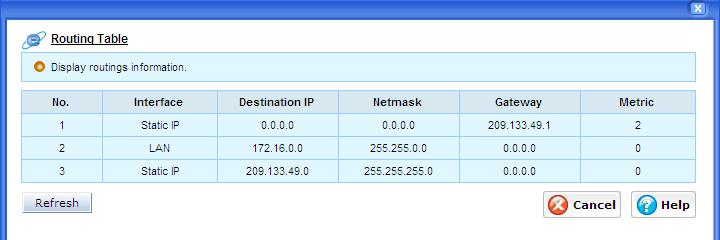 Field No. Interface Destination IP Netmask Gateway Metric Figure 8.15 ipbx Routing Table Description Record Number The ipbx network interface through which traffic moves on this route.