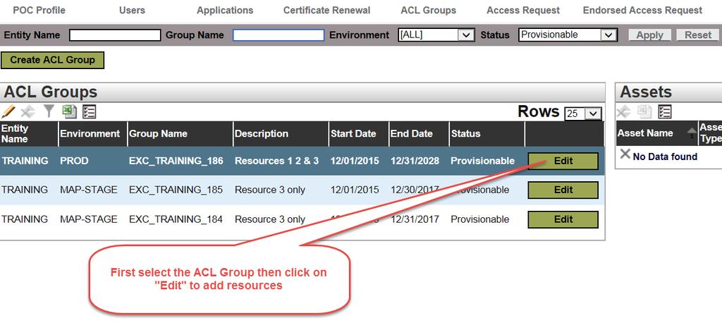 How to Add Assets to an ACL Group 1.