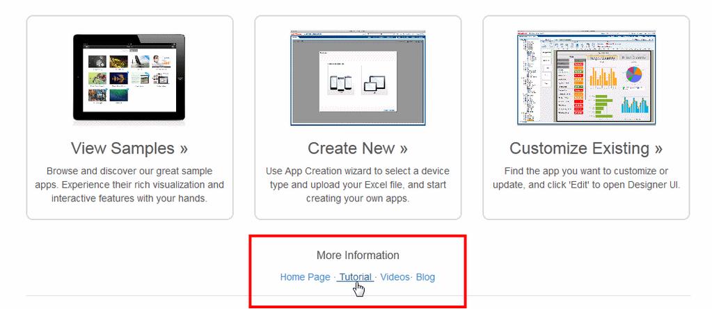 To access more information including videos, how-to documents, and blogs see the Oracle BI Mobile App Designer page on OTN at http://www.oracle.
