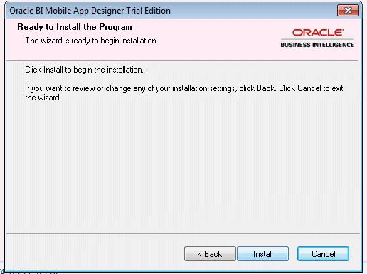 In the final dialog, click Install to begin the installation. 8.