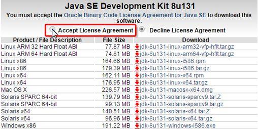 What you need Install java 1. Go to the Java SE Development Kit 8 download page on Oracle s website. 2. Read the Oracle Binary Code License Agreement for Java SE. 3.
