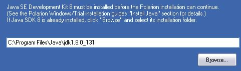 The installer inserts the path from the JAVA HOME environment variable.